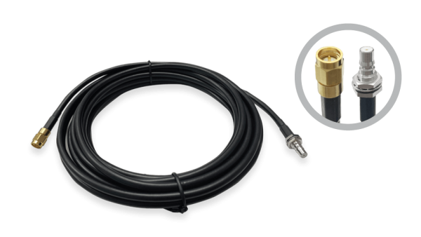 Extension coax cable, SMA male to QMA female connector, 15ft / 4.5m
